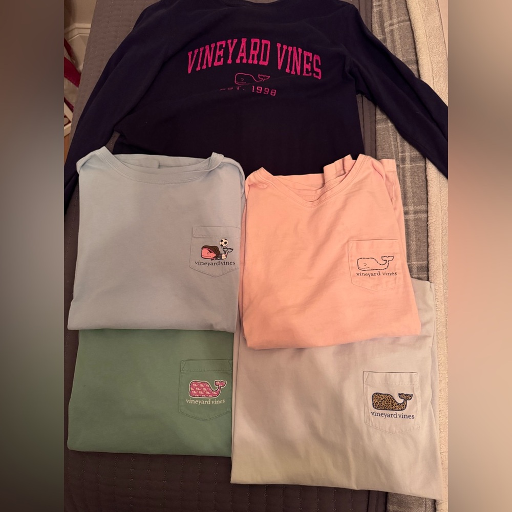 Vineyard Vines Kids' Long Sleeve Tees - Navy, Light Blue, Peach, Mint, Gray